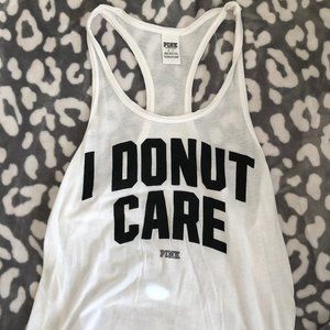 VS PINK "I Donut Care" Racerback Tank S